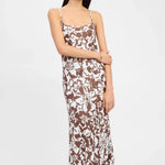 Summerset Print Dress in brown and white floral pattern with thin straps and maxi length — Kookai | Endless UAE