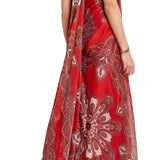 Red paisley-print silk-chiffon strapless gown with sweetheart neckline — Alexander McQueen | Endless UAE