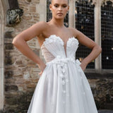 Audrey off-shoulder white tulle wedding gown with puffed sleeves and high slit — Jenny Yoo | Endless UAE