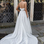 Audrey off-shoulder white tulle wedding gown with puffed sleeves and high slit — Jenny Yoo | Endless UAE