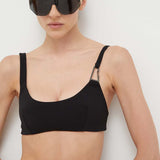 Black cut-out bikini top with modern design and oversized shield sunglasses — Patrizia Pepe | Endless UAE