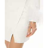 Wrap Feather Sleeve Mini Dress