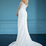 Alexandra off-shoulder white wedding dress with beaded sleeves and train — You&I | Endless UAE