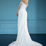 Alexandra off-shoulder white wedding dress with beaded sleeves and train — You&I | Endless UAE