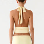 Pale yellow halter crop top and maxi skirt co-ord set — Peppermayo | Endless UAE