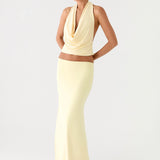 Pale yellow halter crop top and maxi skirt co-ord set — Peppermayo | Endless UAE