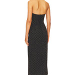 Black studded strapless midi dress with sweetheart neckline and side slit — Bardot | Endless UAE