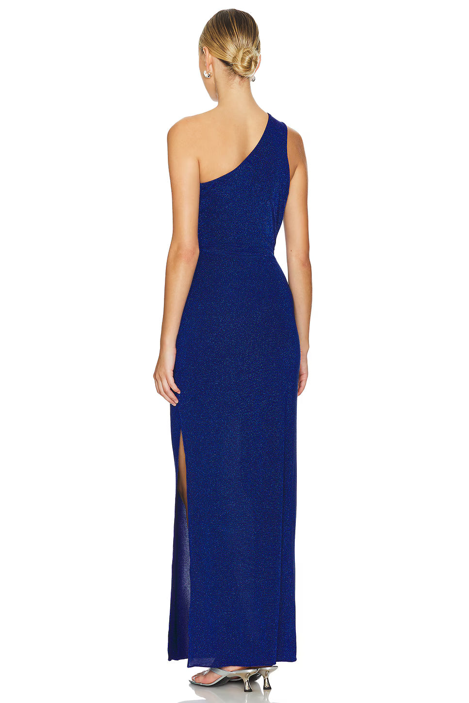 Pandora Gown in cobalt blue with one-shoulder design and side slit — Baobab | Endless UAE