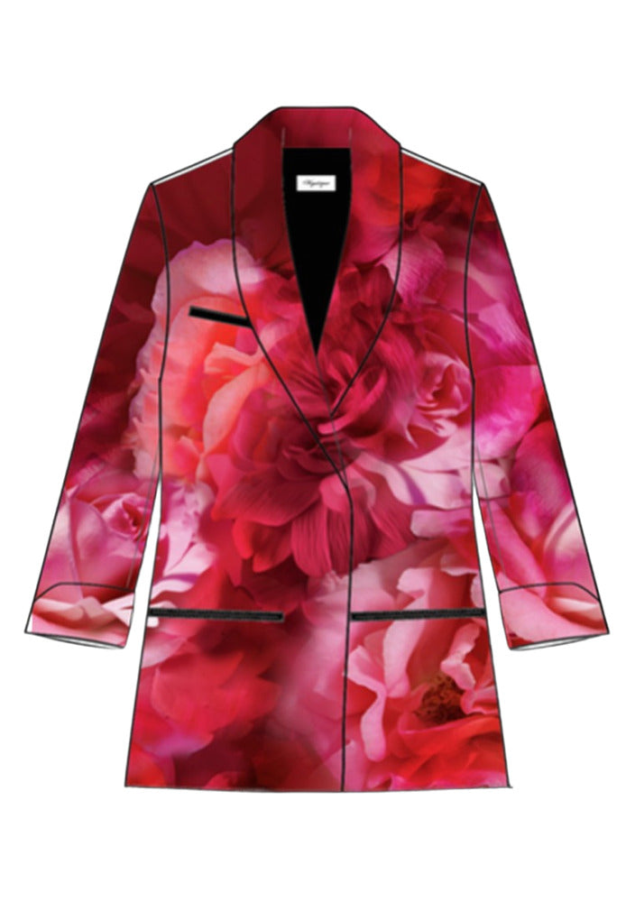Woman wearing red floral blazer and matching pants set — Be Mystiqie | Endless UAE