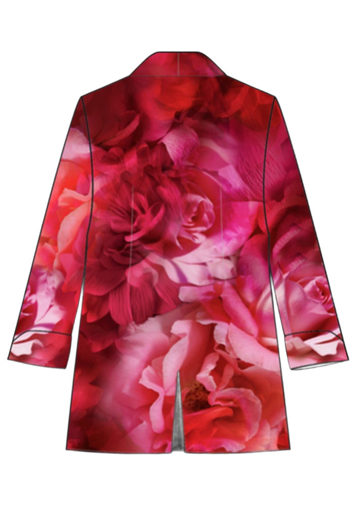 Woman wearing red floral blazer and matching pants set — Be Mystiqie | Endless UAE
