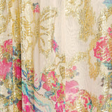 Mila Kaftan in cream floral print with long sleeves and tiered layers — Hemant & Nandita | Endless UAE
