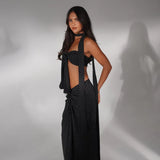 Black polka dot halter neck co-ord set with cutout detail — Deme Studio | Endless UAE