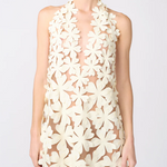White floral cutout short dress with halter neckline — Bahia Maria | Endless UAE