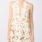 White floral cutout short dress with halter neckline — Bahia Maria | Endless UAE