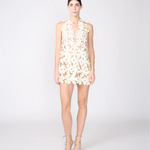 White floral cutout short dress with halter neckline — Bahia Maria | Endless UAE