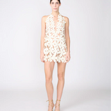 White floral cutout short dress with halter neckline — Bahia Maria | Endless UAE