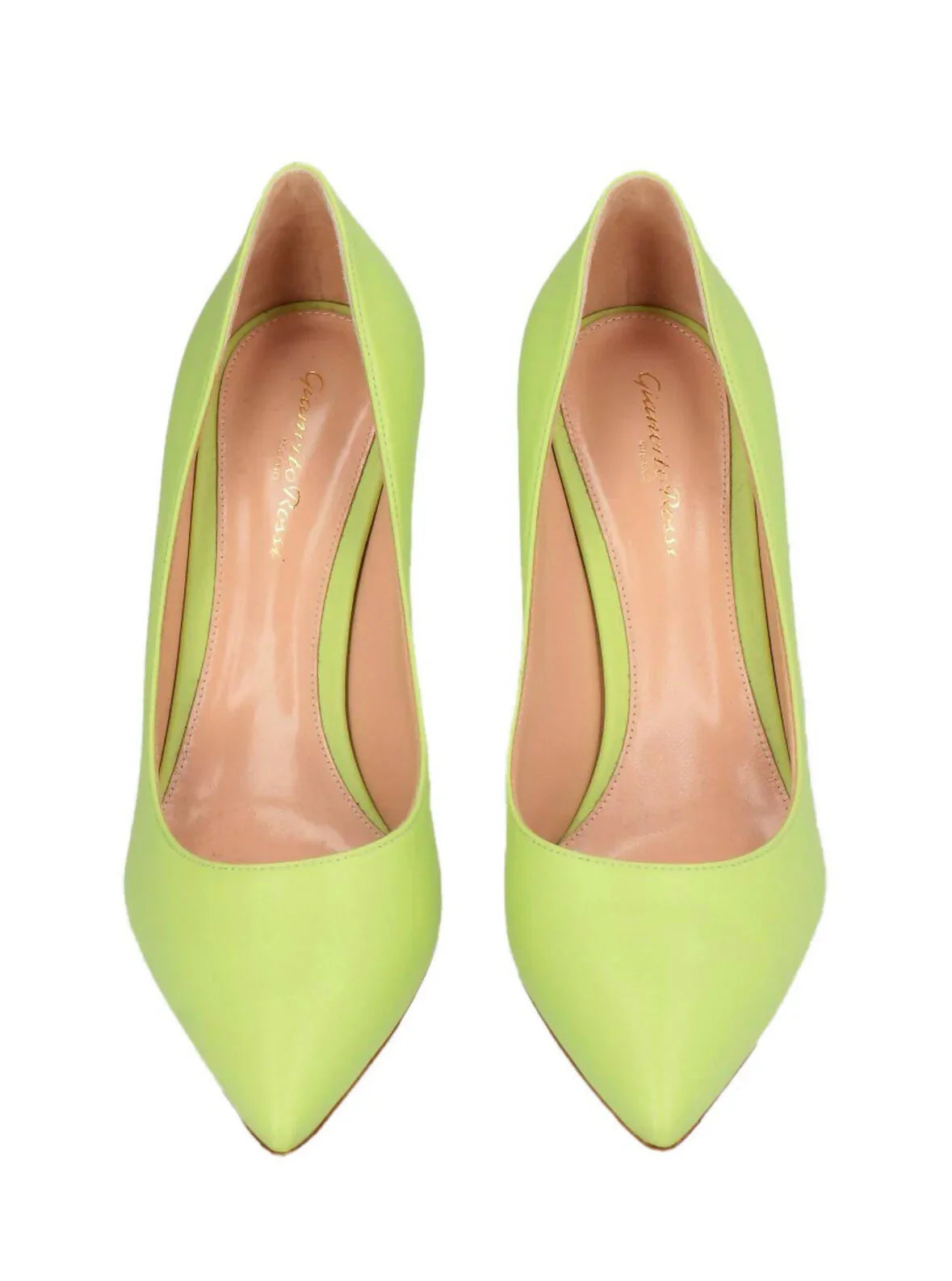Lime green suede pointed-toe pumps with stiletto heel — Gianvito Rossi | Endless UAE