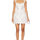 White lace mini dress with sweetheart neckline and fitted bodice — Bronx & Banco | Endless UAE