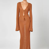 Brown Knit Maxi Dress