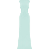 Mint green sleeveless maxi dress with mesh side cutouts and high neckline — Endless | Endless UAE