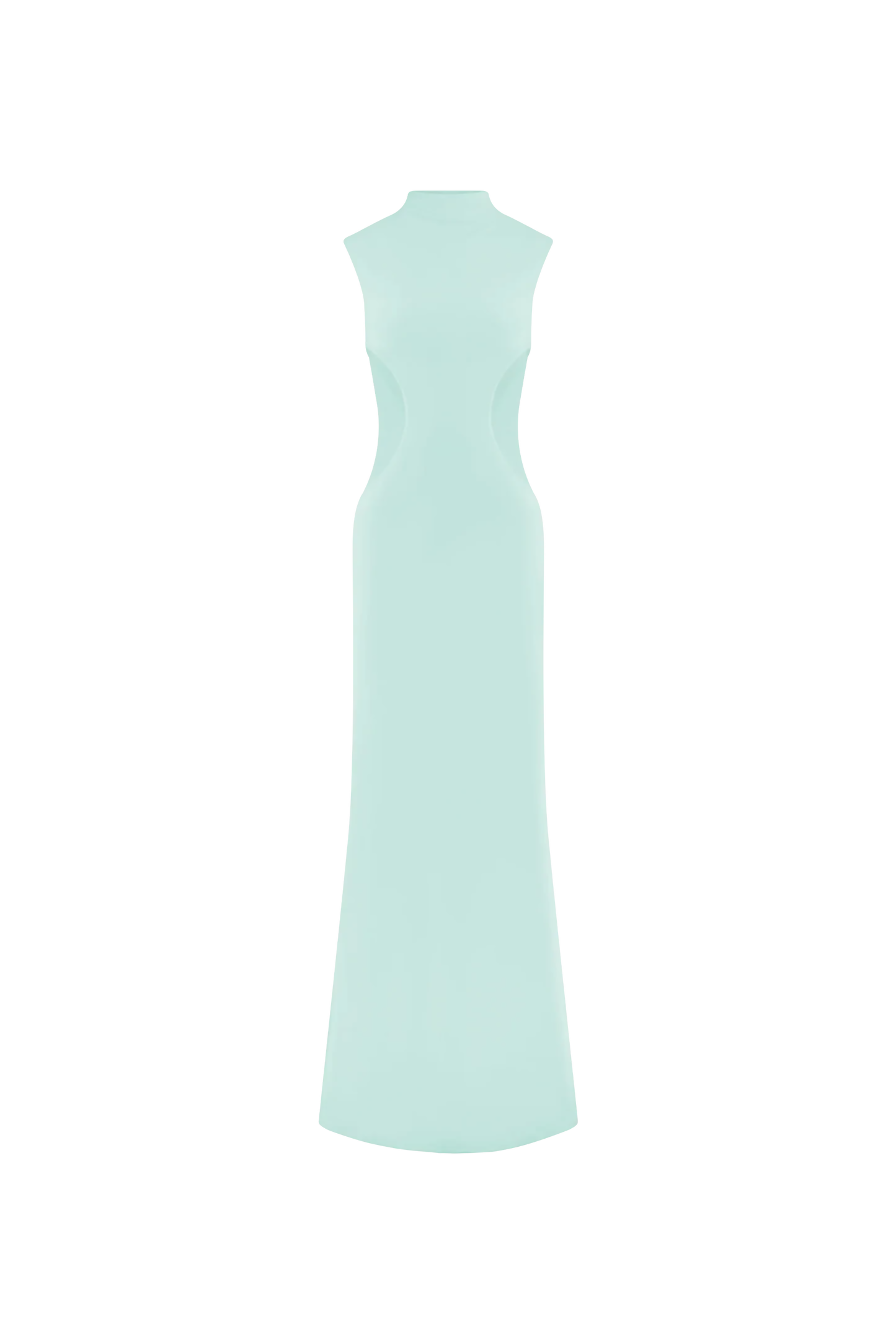 Mint green sleeveless maxi dress with mesh side cutouts and high neckline — Endless | Endless UAE