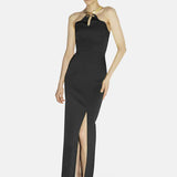 Camellia Black Gown featuring halter neckline and high slit — Filiarmi | Endless UAE