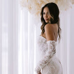 Selby white lace off-shoulder mermaid wedding dress with long sleeves — You&I | Endless UAE