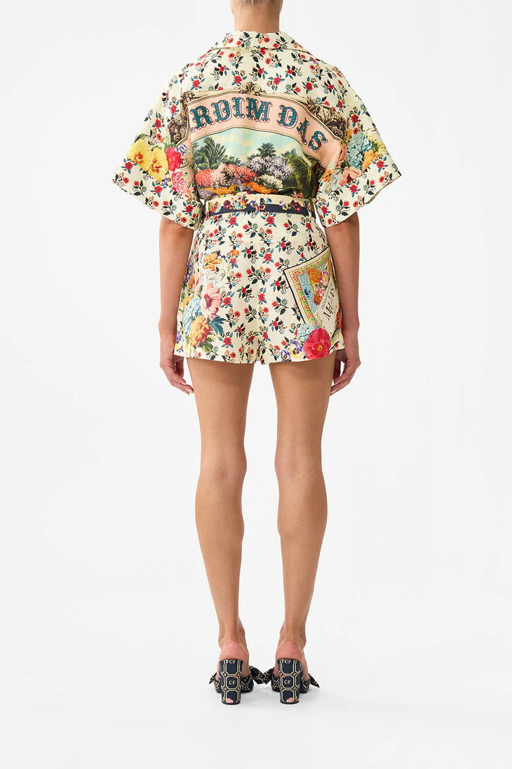 Floral print wrap top and shorts set with belt detail — Camilla | Endless UAE