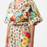 Floral print wrap top and shorts set with belt detail — Camilla | Endless UAE