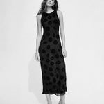 Black floral jacquard sleeveless maxi dress with side cutouts — Realisation Par | Endless UAE