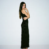 Black floral jacquard sleeveless maxi dress with side cutouts — Realisation Par | Endless UAE