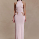 Brock Knit Halter Maxi Dress in Baby Pink