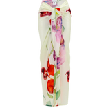Floral wrap co-ord set with vibrant red and purple flowers on white — Sydney Lane | Endless UAE