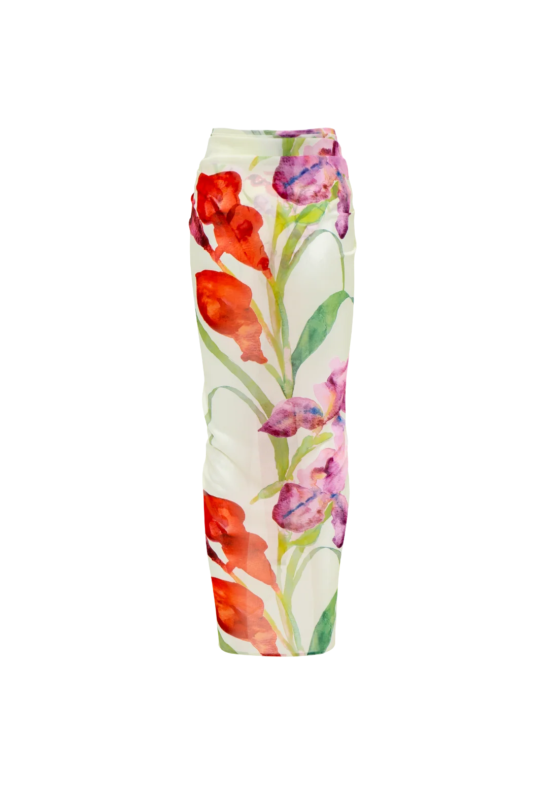 Floral wrap co-ord set with vibrant red and purple flowers on white — Sydney Lane | Endless UAE