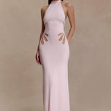Brock Knit Halter Maxi Dress in Baby Pink