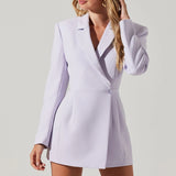 Lavender fitted blazer romper with long sleeves and notch lapels — Astr | Endless UAE