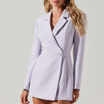Lavender fitted blazer romper with long sleeves and notch lapels — Astr | Endless UAE