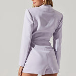 Lavender fitted blazer romper with long sleeves and notch lapels — Astr | Endless UAE