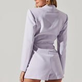 Lavender fitted blazer romper with long sleeves and notch lapels — Astr | Endless UAE