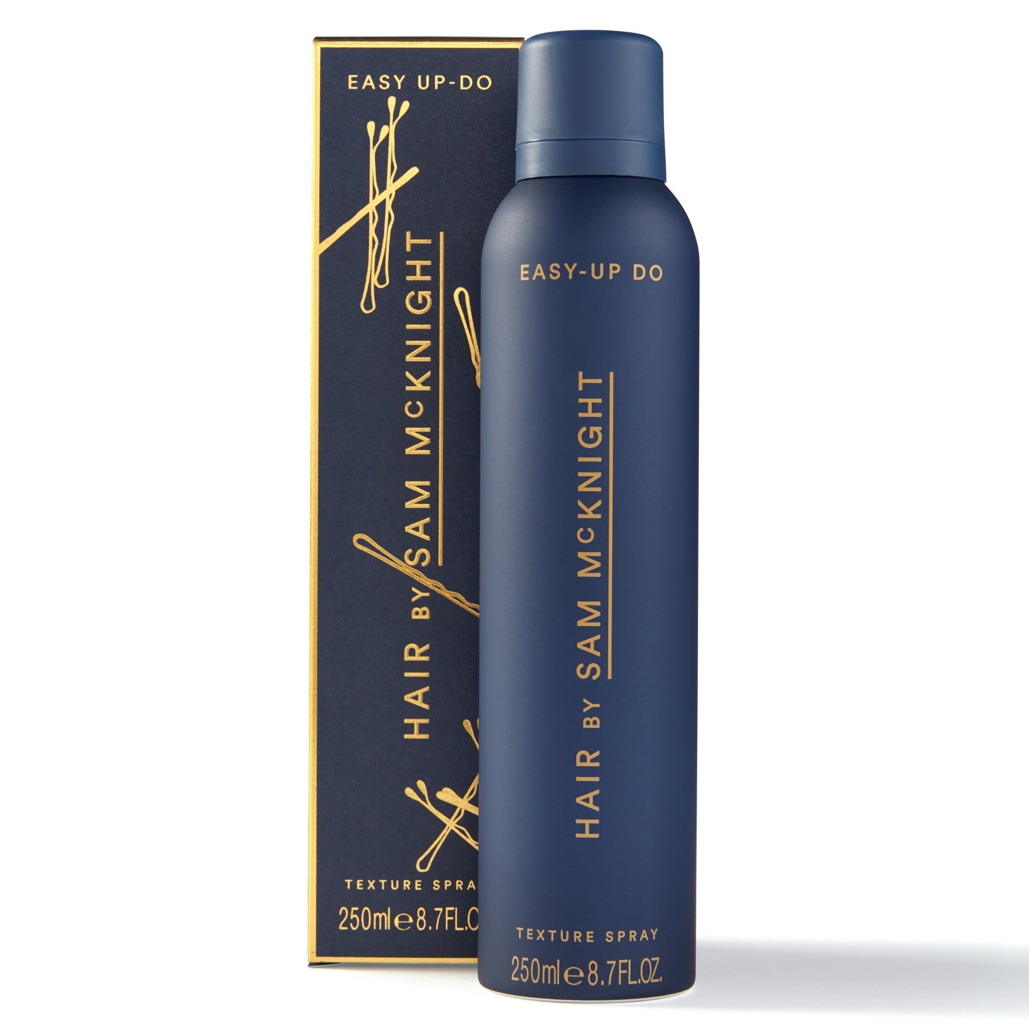 Easy-Up Do Texture Spray by Sam McKnight in dark blue bottle with gold text — Hair by Sam McKnight | Endless UAE