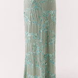 Corinna Low Rise Sequin Maxi Skirt in sage green — Peppermayo | Endless UAE