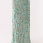 Corinna Low Rise Sequin Maxi Skirt in sage green — Peppermayo | Endless UAE