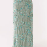 Corinna Low Rise Sequin Maxi Skirt in sage green — Peppermayo | Endless UAE