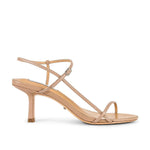 Nude strappy heeled sandals with kitten heel and ankle strap buckle closure — Tony Bianco | Endless UAE