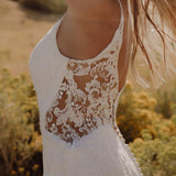 Simple Lace Trumpet Wedding Dress with Sheer Back