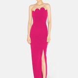 Fuchsia strapless gown with scalloped neckline and side slit — Filiarmi | Endless UAE