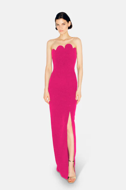 Fuchsia strapless gown with scalloped neckline and side slit — Filiarmi | Endless UAE