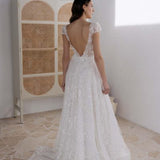 Dani wedding dress with delicate beading and open back design — JESSICA COUTURE | Endless UAE
