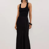 Charli Black Satin Maxi Skirt
