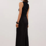 Charli Black Satin Maxi Skirt